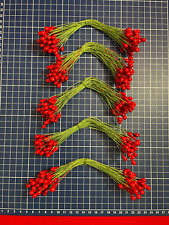 5 mazzetti di bacche finte con fil di ferro, per decorazioni, nuovo