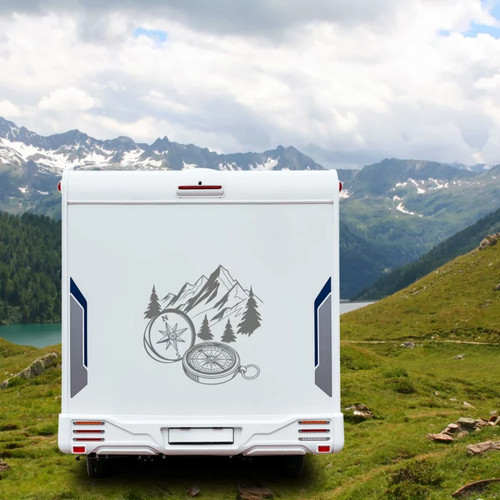 Adesivo bussola montagna