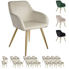 Sedia imbottita effetto velluto oro piedini antigraffio in plastica sala pranzo