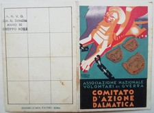TESSERA COMITATO D'AZIONE DALMATICA DALMAZIA ASSOCIAZIONE VOLONTARI GUERRA FIUME