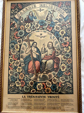 stampe religiose "Pellerin stampa Trinità" litografia acquerellata a mano,