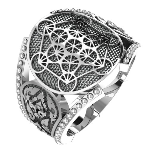Anello geometria sacra cubo - a,