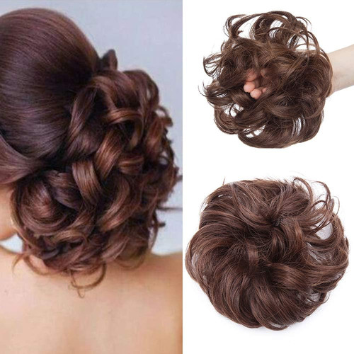 Chignon finto riccio marrone - finto,