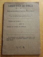 ANTICO LIBRETTO DI PAGA L.C.B. NON SCRITTO PAGINE INTONSE