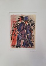 Franz Borghese  Incisione  a colori   La folla