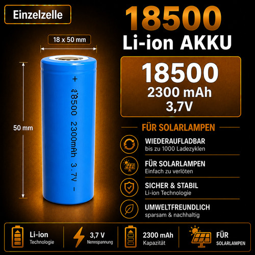 18500 2300 mah batteria - 18500,
