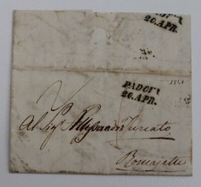 1847 VENETO lettera PADOVA-RONCAJETTE+2 TASSE+timbro/datario VERDE PADOVA-i655
