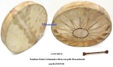 LATIN DRUM Tamburo Etnico Sciamanico 40cm con pelle fissa naturale + BATTENTE