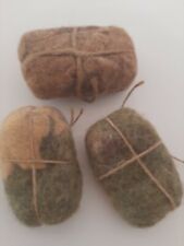 3 Saponette Di Lana Cardata Infeltrita Ad Acqua Effetto Sassi per scrub corpo