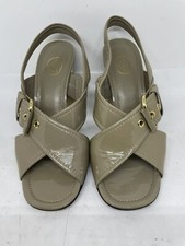 ASH sandalo donna verde giungla vera vernice bordo oro taglia 4 (SW03).