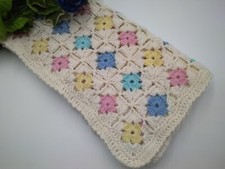 Copertina neonato uncinetto GRANNY, 100 % lana merinos, 82 cm x 71 cm mixer