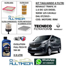 TAGLIANDO 4 FILTRI E OLIO ORIGINALE 5W30 RENAULT TRAFIC III 1.6 125 92KW 125 CV