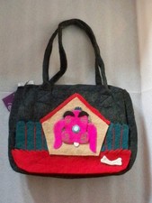 BORSA RETTANGOLARE A SPALLA LANA COTTA CANE ETNICO NEPAL