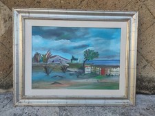 Dipinto Olio Su Tela Alfonso Omiccioli "Casolare a Foce Verde" 1981