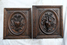 ANTICHI PANNELLI portine coppia  FREGI IN LEGNO SCOLPITI ALTORILIEVO