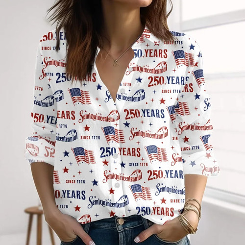 Top lino donna patriottico