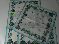 4 FAZZOLETTI VINTAGE DA BORSETTA ANNI 70 FIORATI 100% COTONE 27 X 27 CM