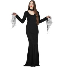 COSTUME FAMIGLIA ADDAMS MADRE HORROR VESTITO HALLOWEEN MORTICIA