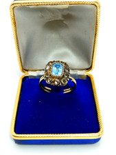 anello antico anni 50 argento 800 placcato oro e pietre