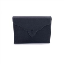 Autentica pochette Yves Saint Laurent vintage pelle nera logo YSL patta