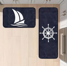 Set 2 Tappetini Cucina Antiscivolo Lavabile Rinforzato Design nautico. Nuovi