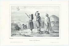 1840 CACCIA FALCONE litografia