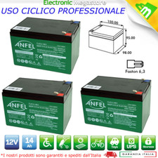 KIT 3 Batterie 12V 14AH GEL AL PIOMBO CICLICA DEEP CYCLE RICARICABILE 36V 15AH