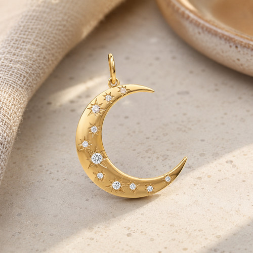 Ciondolo mezzaluna luna oro - ciondolo,