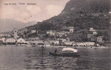 29-65) CARTOLINA TORNO PANORAMA ANIMATA BARCA REMI VIAGGIATA COMO