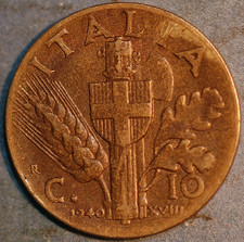 1940 Italy 10 Centesimi