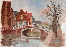 PONTE CANALE antico dipinto ad