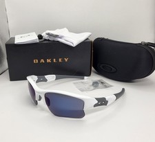Nuovo OAKLEY FLAK JACKET XLJ 1.0 bianco lucido grigio ardesia/ice iridium AUTENTICO