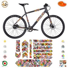 Kit adesivi strisce vinile telaio bici strada mtb sponsor skull sticker bomb 