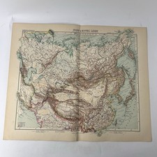 Stampa antica Asia 1908 Russia Cina Persia Himalaya Tibet Stieler Hand Atlas