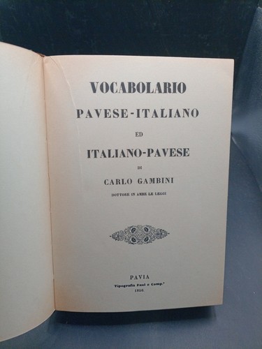 Vocabolario pavese italiano - vocabolario, ed