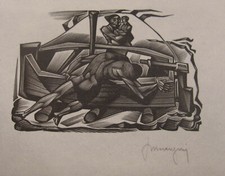 Tranquillo Marangoni. Xilografia su carta Japon, firmata Anni '60. Friuli Veneto