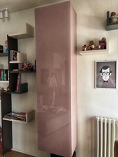 Mobile TV + Sala LAGO - Rosa cipria lucido con ante in vetro