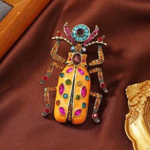 Grande spilla scarabeo strass - scarabeo,