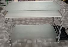 Scrivania Porta Computer CAIMI IN ACCIAIO E VETRO CM.100X46X75H