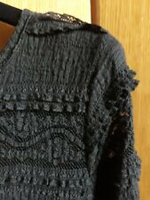 Vestito a tubino in pizzo elaticizzato nero foderato lungo al ginocchio H&M 42
