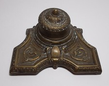 Antico Calamaio in Bronzo con Ceramica Mod Brevettato