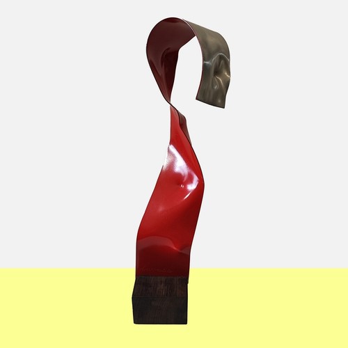 Scultura acciaio con base - con,