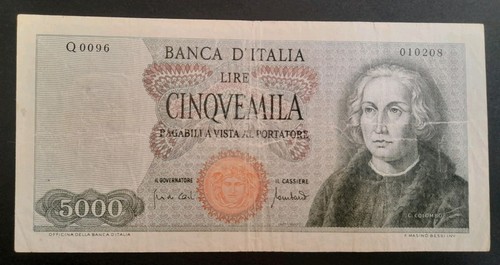 5000 lire colombo primo tipo - lire,