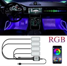 STRISCIA INTERNI AUTO LED APP RGB LUCI VANO PIEDI ATMOSFERA AMBIENTE USB 5V