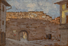 Giulio Falzoni (Marmirolo, 1900 – Milano, 1979) DIPINTO OLIO su Tavola Scorcio