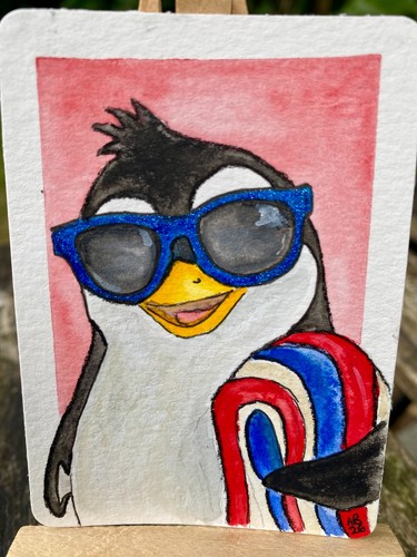 Quadro originale aceo - quadro, pinguino