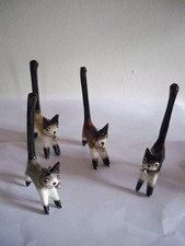 GATTO PORTA ANELLI CODA DRITTA MODELLO PICCOLO ETNICO INDONESIA LEGNO