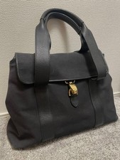 Borsa tote S.MANO FLAP tela pelle nera Italia usata