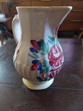 PICHET ANCIEN FAIENCE DE ST CLEMENT DU MILIEU DU XIXeS DECOR FLEURI GODRONE 