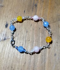 BRACCIALE pietre colori pastello rosa celeste giallo MOSCHETTONE ACCIAIO